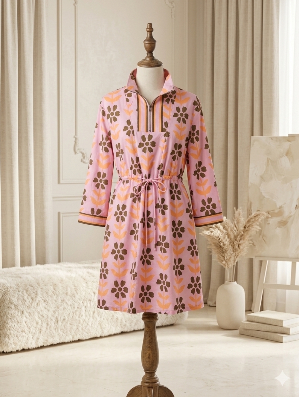 Lovesoft Pink Floral & Stripe Zip Dress | Sporty Romantic